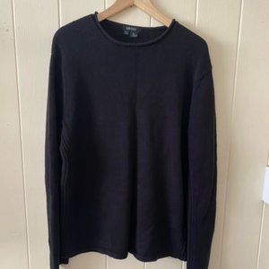 DKNY Black Cotton Knit Pullover Sweater XL